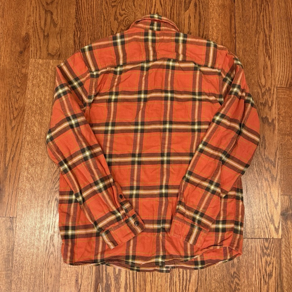 Patagonia Lightweight Fjord Flannel Shirt Men's Medium Orange Plaid Cotton - Picture 3 of 6